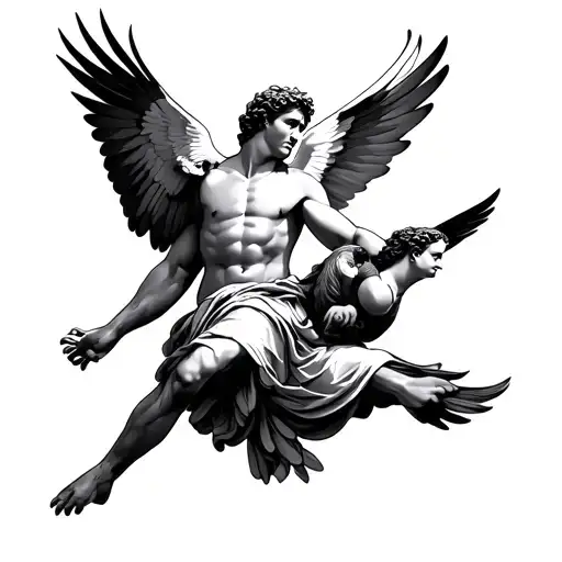 Saint Christopher And A Swallow Bird Flying