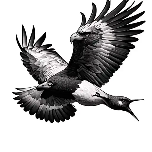Eagle Flying With Hummingbird