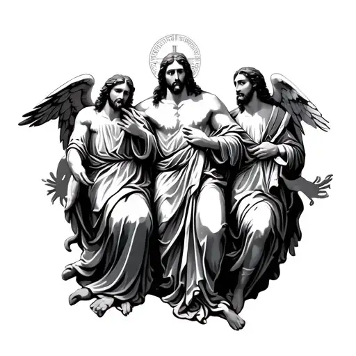 God And Jesus At His Right Hand With The Angels