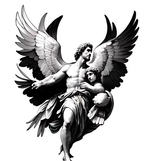 Saint Christopher Holding A Swallow Bird With Its Wings Spread