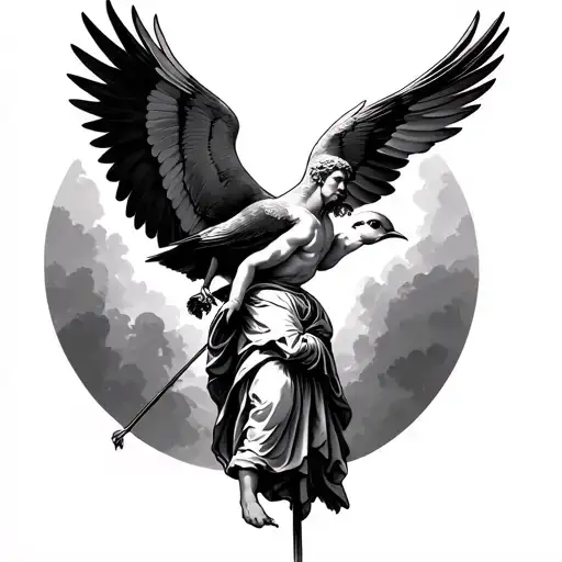 Saint Christopher Holding A Swallow Bird With Its Wings Spread