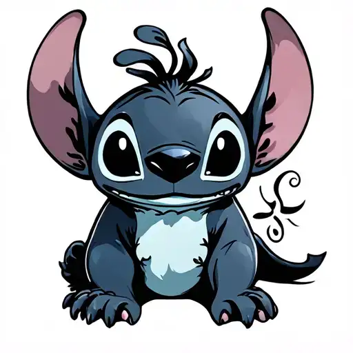 Stitch Inspired Tattoo Black