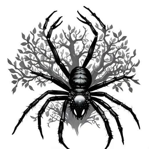 Black Widow Spider And Posion Tree