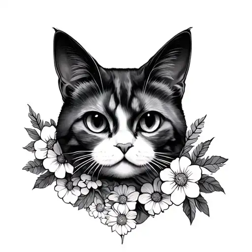 Ghost Cat With Flowers