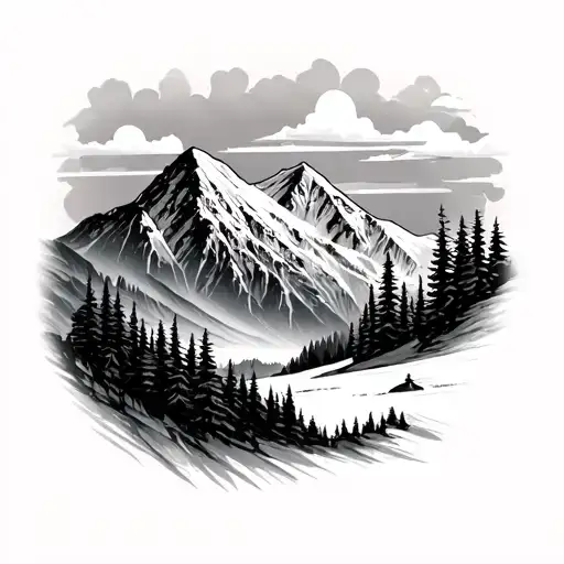 Mountain Landscape With Alex And Theo Text