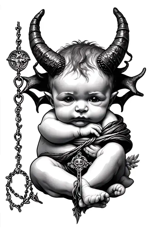 Devil Baby And Rosary Wrapped