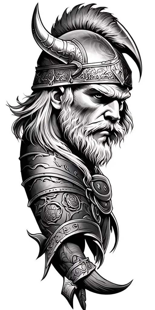 Viking Sleeve Tattoo Design Combining Elements