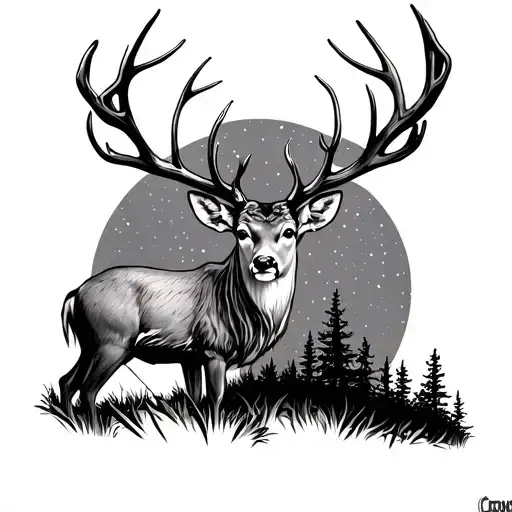 Deer Forest Scene With A Hidden