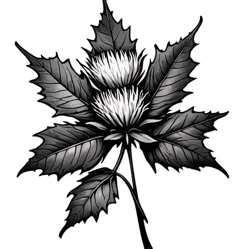 Maple Leaf Thistle And Sampugiita Tattoo Design