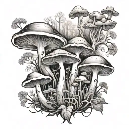 Botanical Mushroom Forest Landscape