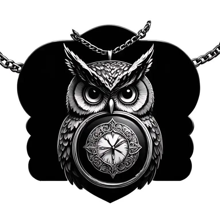 Owl Holding Locket Necklace Shaped Like