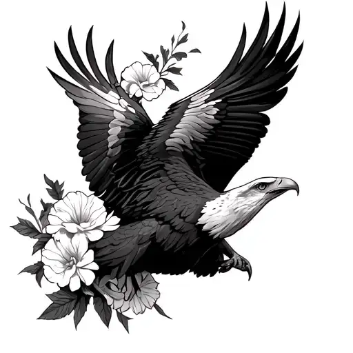 Eagle Soaring With Carnations
