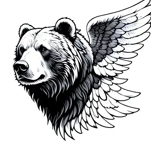 Bear Head With Angel Wings