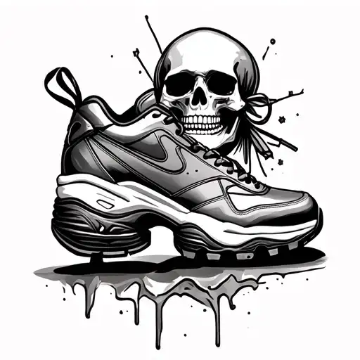 Skull And A High Heel And A Track Shoe Outline