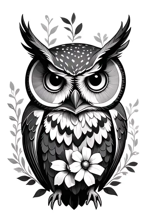 Owl With Flowers