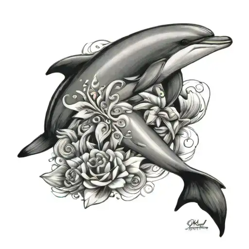 Dolphin Tattoo With Jennifer Lettering