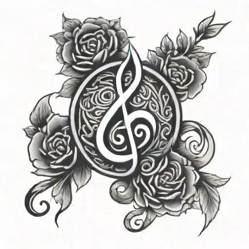 Buddhist Unalome Symbol And Treble Clef Intertwined