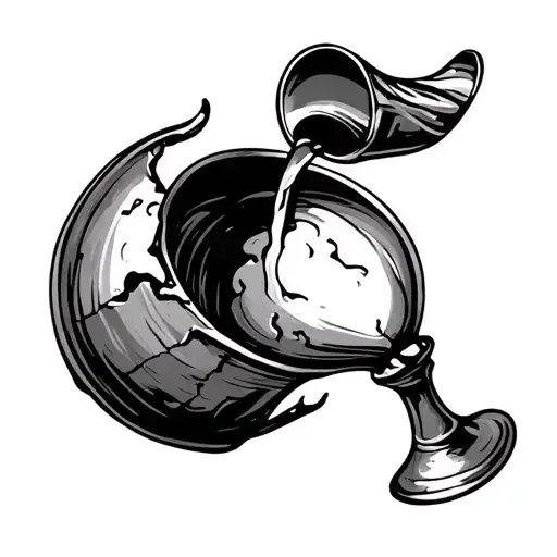 Cracked Chalice With Wine Being Poured With Catholic Reference