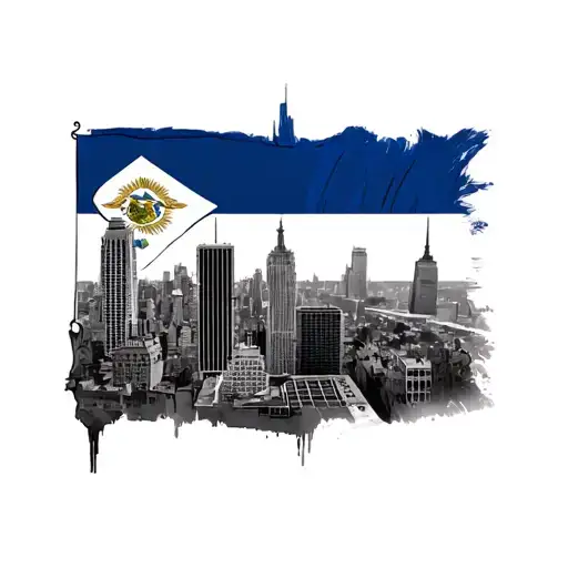 Dominican Flag With New York Skyline In Front