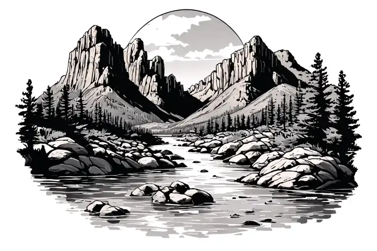 Arizona Mountains And Colorado River Flowing