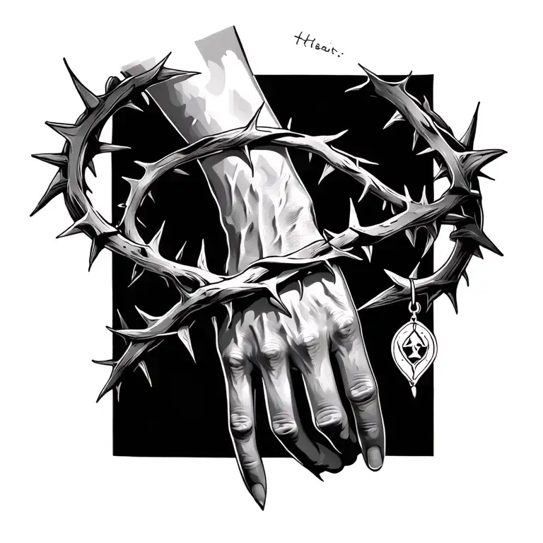 Crown Of Thorns Tattoo Wrapped On Wrist Twice And A Small Piece Dangling On The Hand