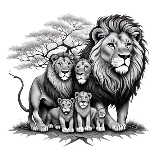 Lion Family Tree Intertwined