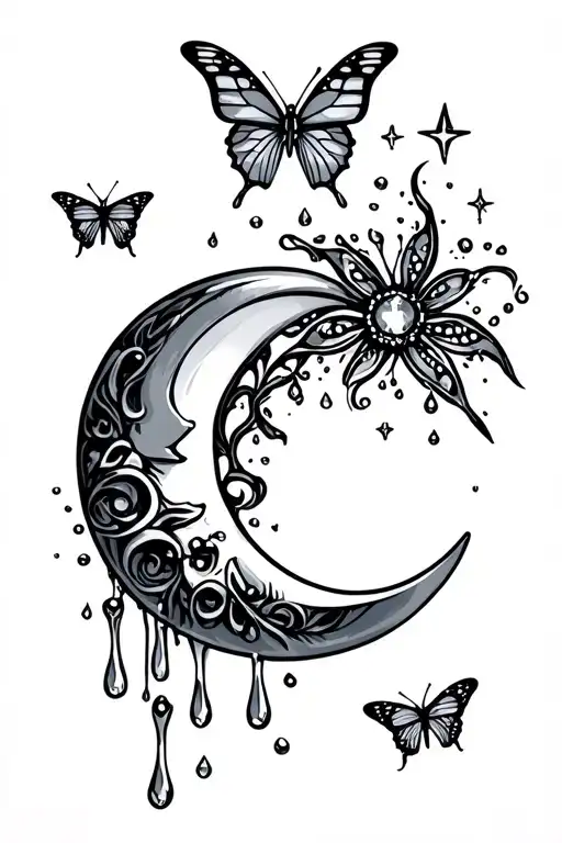 Stars Moon And Butterfly Tears Hidden Wedding Ring