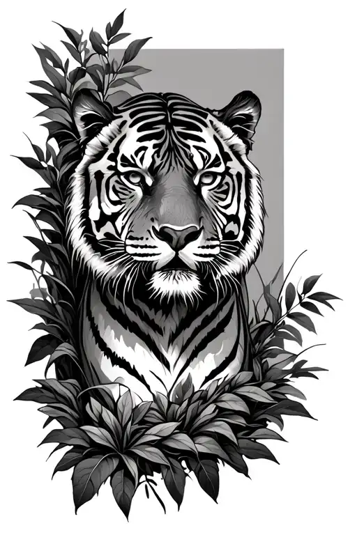 Tiger Coming Out Of Shrubs