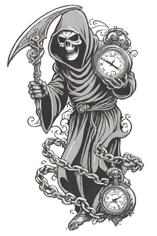 Grim Reaper Holding A Stopwatch