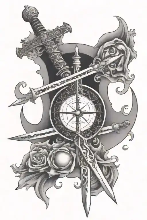 Sword With Moon Phases Intertwined