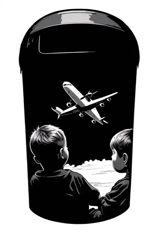 Little Boy Watching Airplane Fly Away