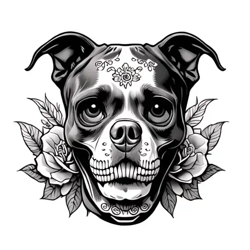 Pit Bull Sugar Skull Adorned