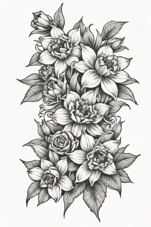 Daffodils Flowers With Daisy Flowers And Rose Flowers