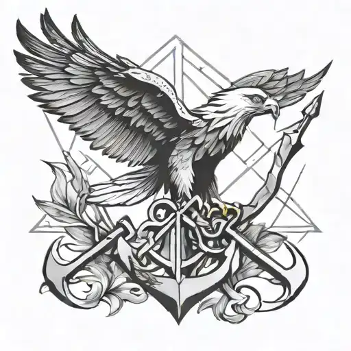 I Want Some Anchor Or Arrows Kind Of Geometry Shape Around An Eagle