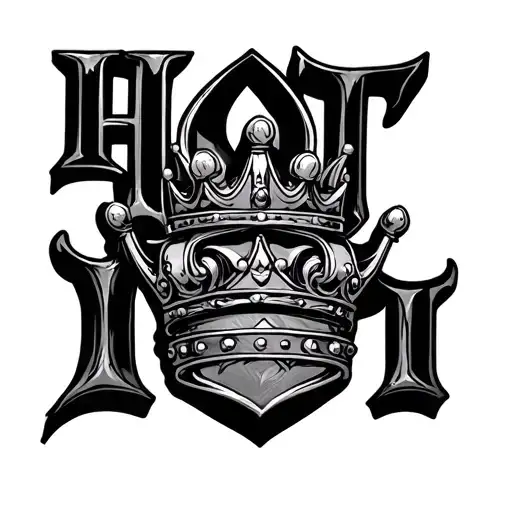 Name Tattoo Hoti With Crown
