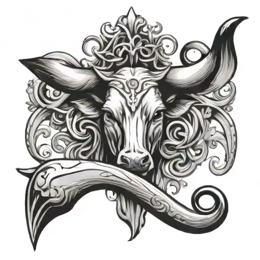 Cow Horns Entwined With Show Stick