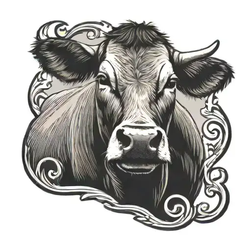 Cow Silhouette With Heart Letters C And A