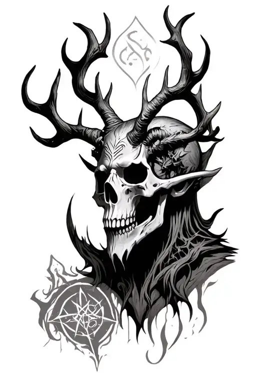 The Witcher Leshen Skull With Magic Symbols As Around The Top