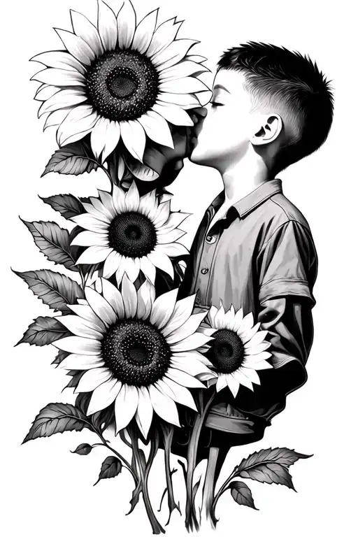 Mashroom Boy Kiss Sunflower Girl