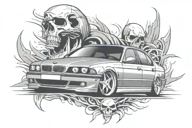 Lowered Bmw E39 With A Skull