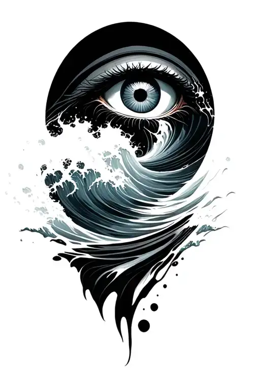 Crashing Wave With Eye Above A Mechanical