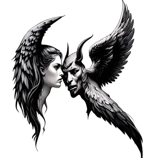 Angel And Devil Whispering In Ear