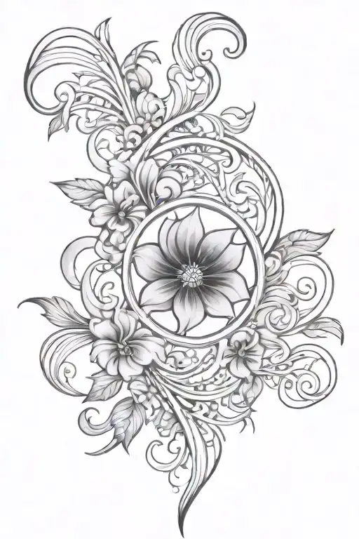 Symmetrical Floral With Art Nouveau Curved Elements