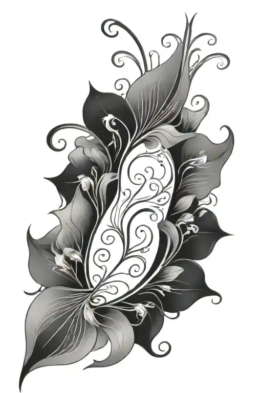 Symmetrical Floral With Art Nouveau Curved Elements