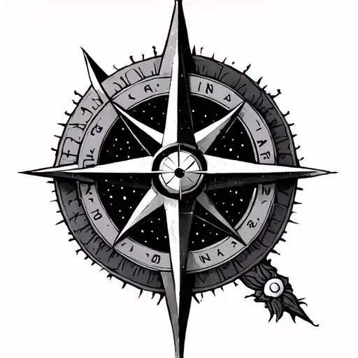 Space Compass Rose Tattoo Design