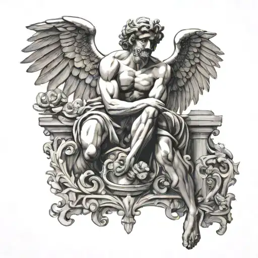 Draw A Tattoo With The Greek God Eros With A Gay Man