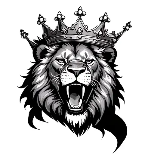 Roaring Lion Wearing A Crown