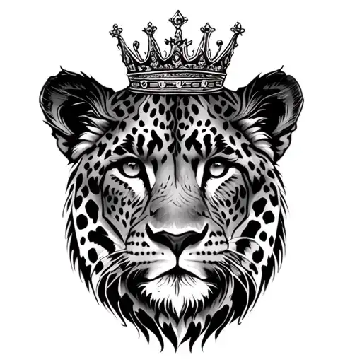 Half Lioness Face Leopard Spots With Crown