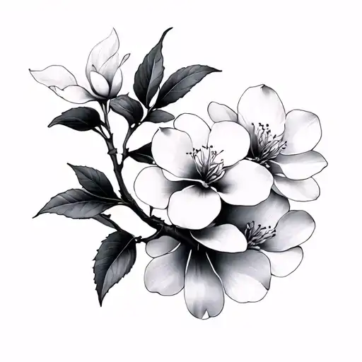 Three Classy Black And White Cherry Blossoms