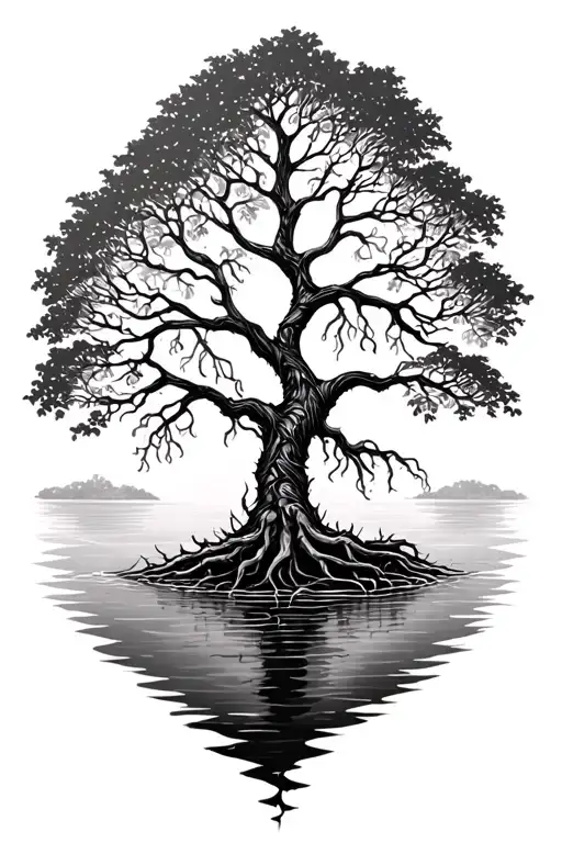 Tree Of Life With Roots In The Water